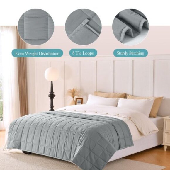 Cooling Weighted Blanket 10 LB Multi Sizes - Grey - Picture 4 of 7